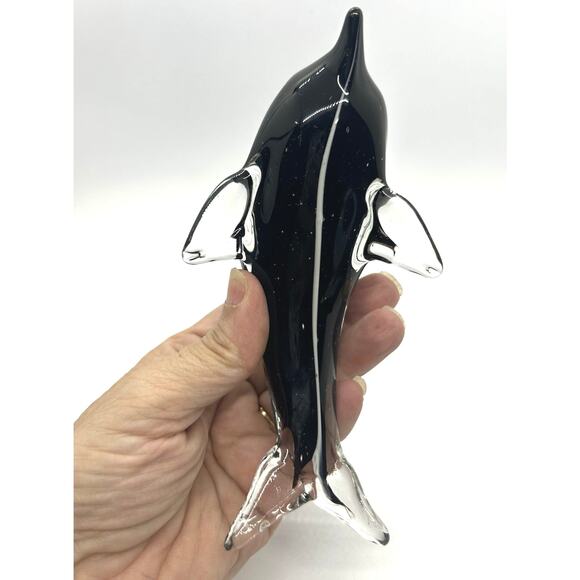 Glass Orca Paperweight Sculpture Art Glass Killer Whale Marine Beach Ocean Art - Picture 3 of 7